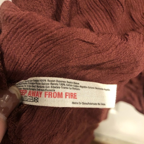 Free People Rust Falling for You Slip Halter Mini Dress Brown Lace - Picture 9 of 10